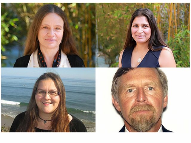 Clockwise from top left: Professors Linda Petzold, Sumita Pennathur, Dennis Clegg, Megan Valentine
